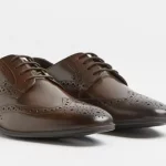 Brown lace up leather Brogue Derby shoes