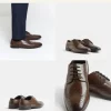 Brown lace up leather Brogue Derby shoes