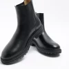 Black Leather Lug-Sole Chelsea Boots