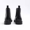 Black Leather Lug-Sole Chelsea Boots