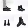 Black Leather Lug-Sole Chelsea Boots