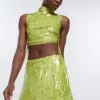 Green Sequin Wrap Mini Skirt