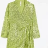 Petite Lime Green Sequin Dress