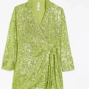 Petite Lime Green Sequin Dress
