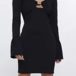 Petite Black Embellished Bodycon Mini Dress