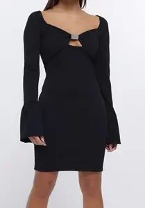 Petite Black Embellished Bodycon Mini Dress