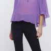 Purple Pleated Blouse