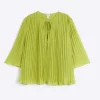 Lime Pleated Blouse