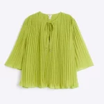 Lime Pleated Blouse