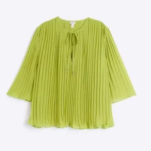 Lime Pleated Blouse