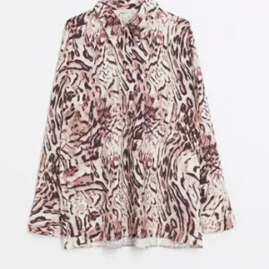 Brown Animal Print Oversized Blouse
