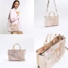 Pink Jacquard Studded Tote Bag
