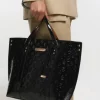 Black RI Monogram Shopper Bag