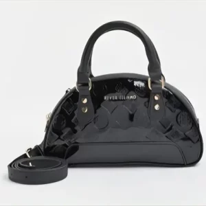 Black RI Monogram Half-Moon Handbag