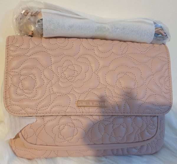 Pink floral quilted shoulder bag