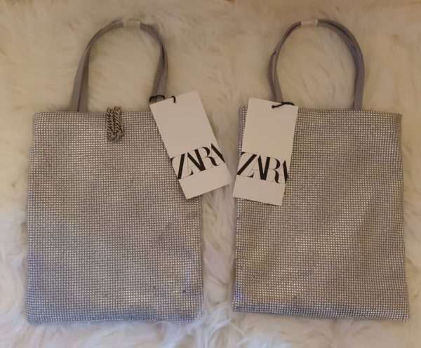 Zara Mini Tote Rhinestone Silver Embellished Bag