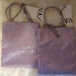 Zara Rhinestone purple mini tote bag with metallic silver crossbody chains