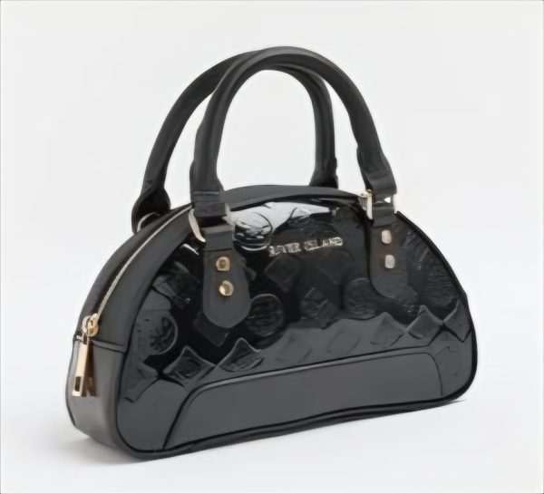 Black patent embossed mini cross body bag