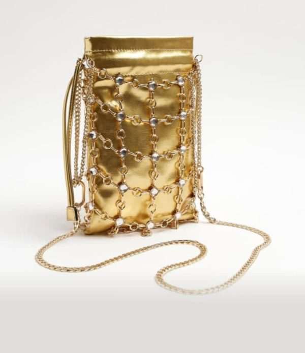 River Island gold metallic mini crossbody bag