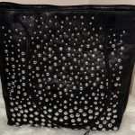 Zara tote bag covered in an all-over pattern of silver-tone metal studs