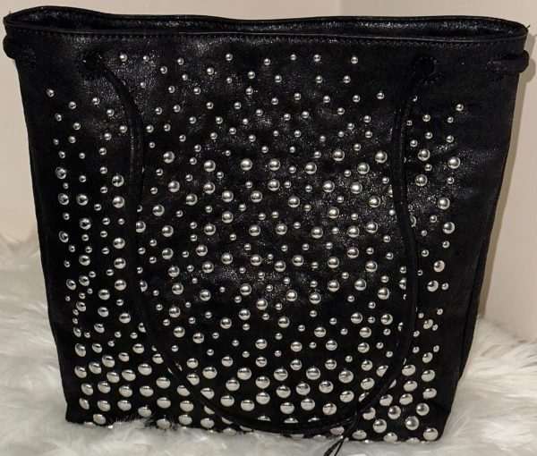 Zara tote bag covered in an all-over pattern of silver-tone metal studs