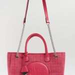 Pink boucle RI monogram shoulder bag