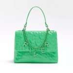 Bright green top handle handbag