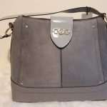 Grey suede slouch shoulder bag