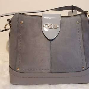 Grey suede slouch shoulder bag