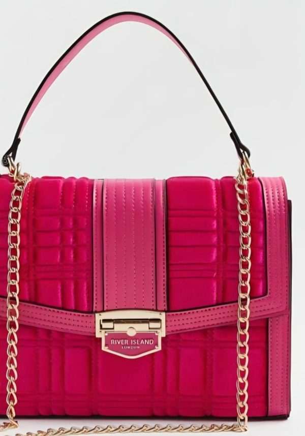 Pink velvet chain strap shoulder bag